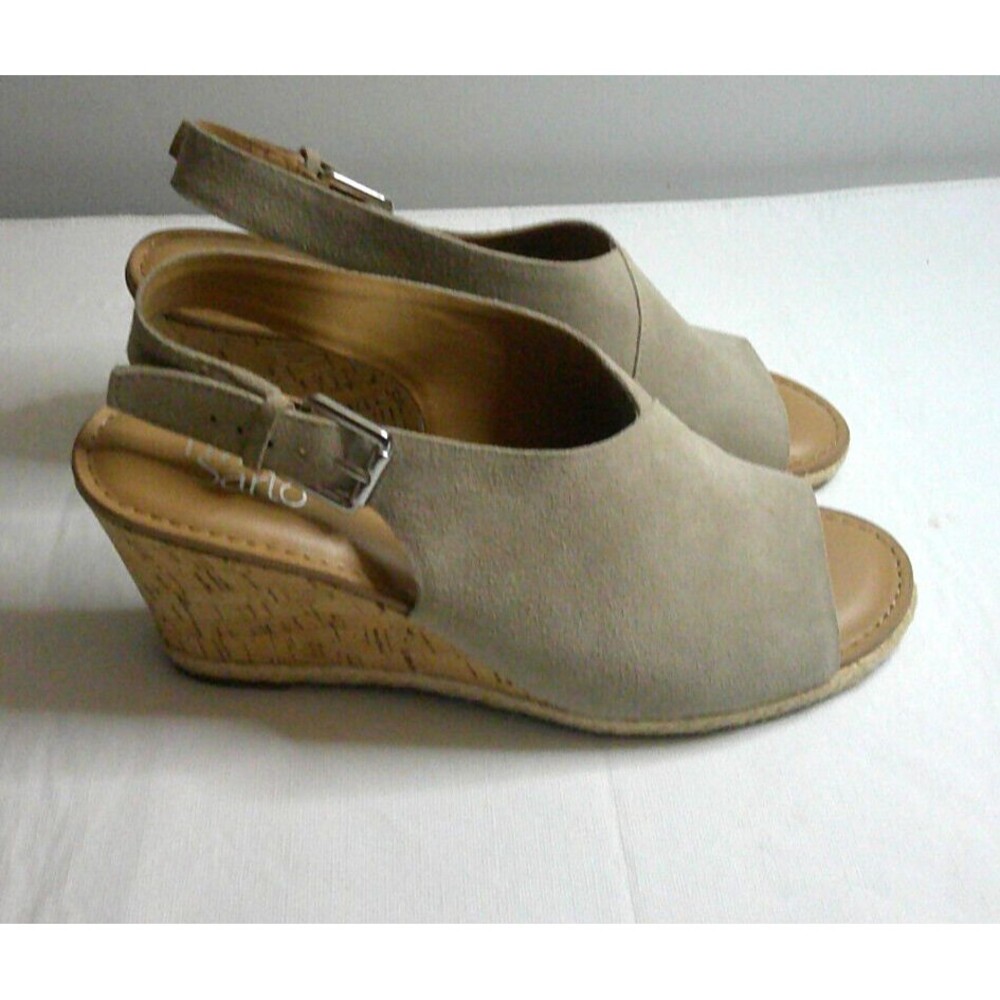 Franco Sarto Julien Suede and Cork Sandal. Taupe  Wiith Box  Size 9 . - Picture 3 of 8